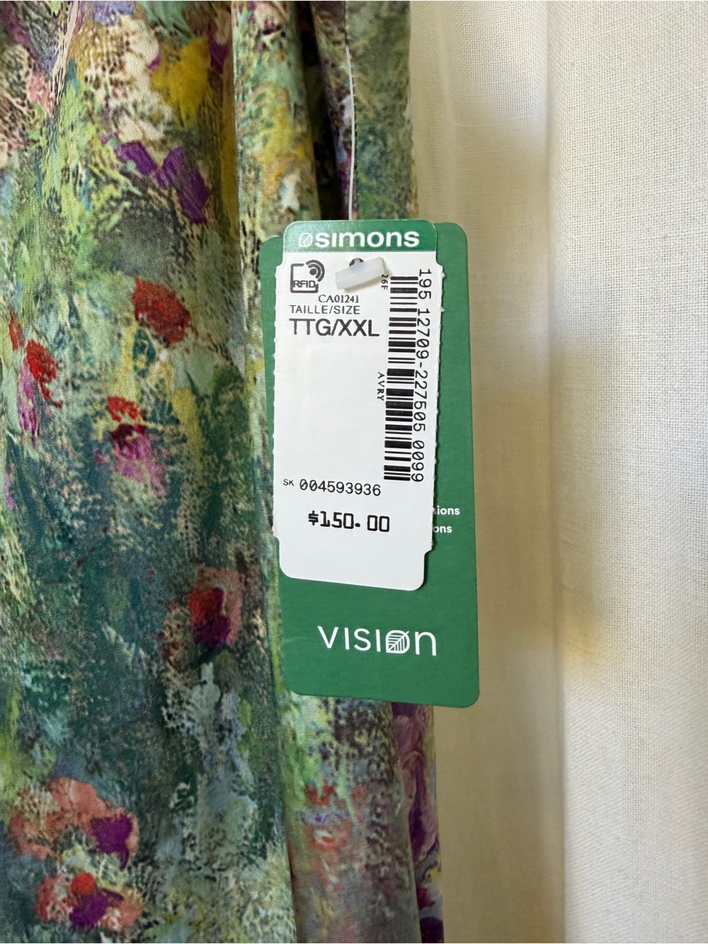SIMONS CONTEMPORAINE Impressionist Garden Satiny Cowl Neck Dress trib to Monet - Picture 3 of 11